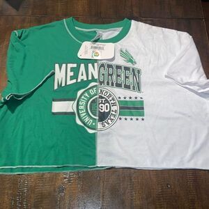 University Of North Texas Mean Green Crop Shirt Size M NWT